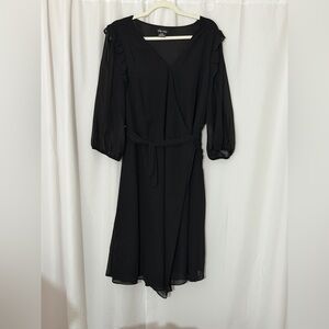 City Chic Black Long Sleeve Wrap Dress